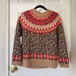 Charter Club Sweater - Tan/Red Leopard Print (Size M)